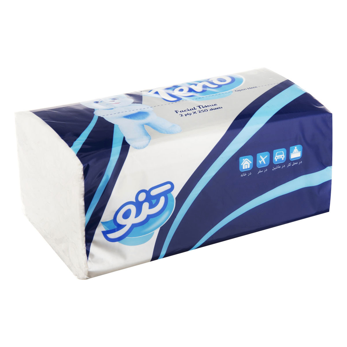 دستمال کاغذی دو لایه 250 برگ تنو