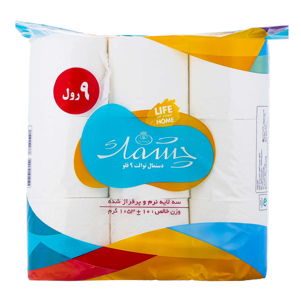 دستمال توالت سه لایه 9 رول چشمک