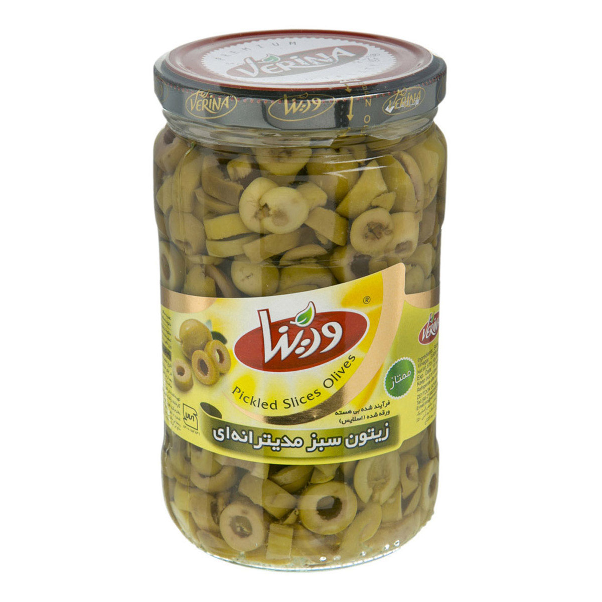 زیتون سبز اسلایس ممتاز 670 گرمی ورینا