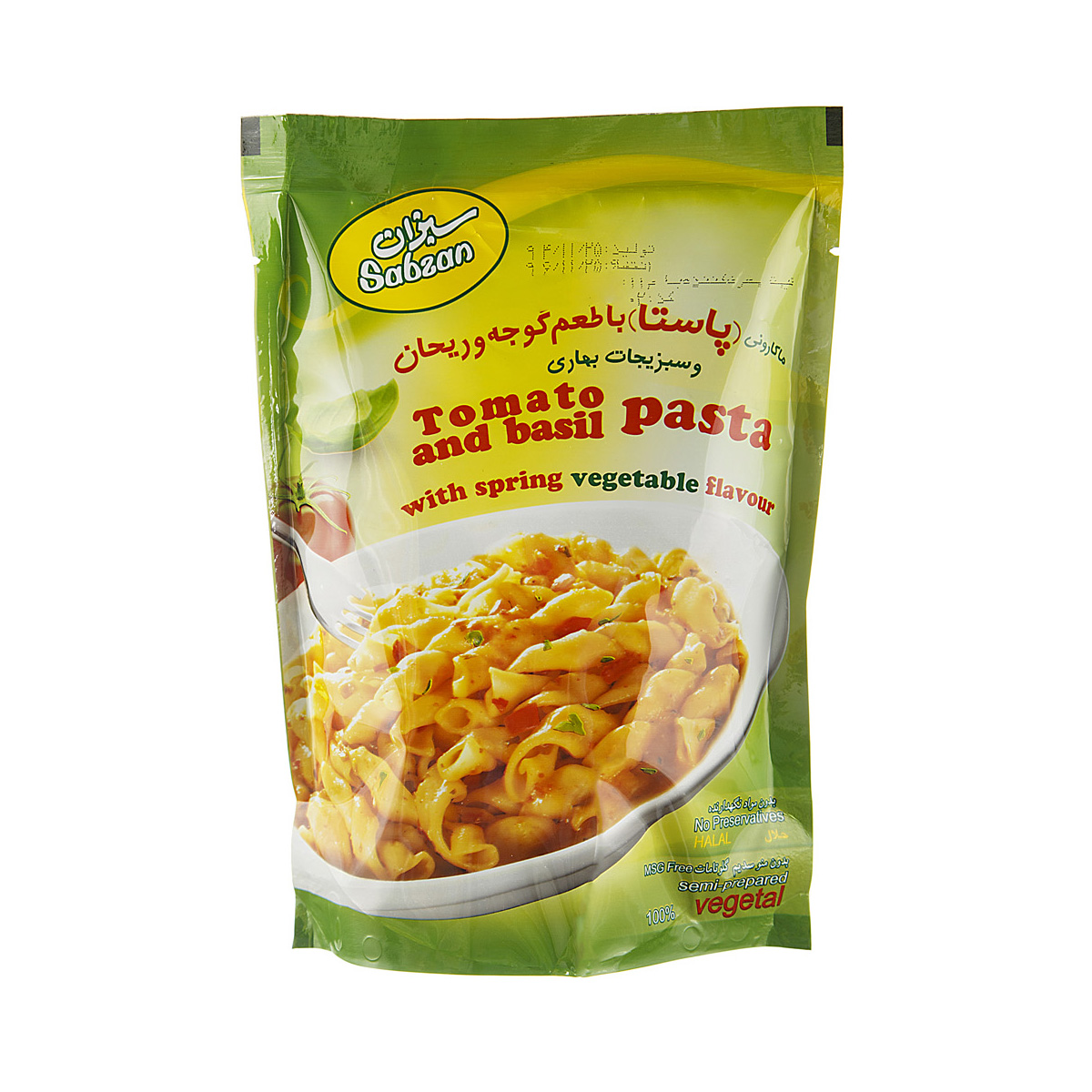 پاستا گوجه و ریحان 180 گرمی سبزان