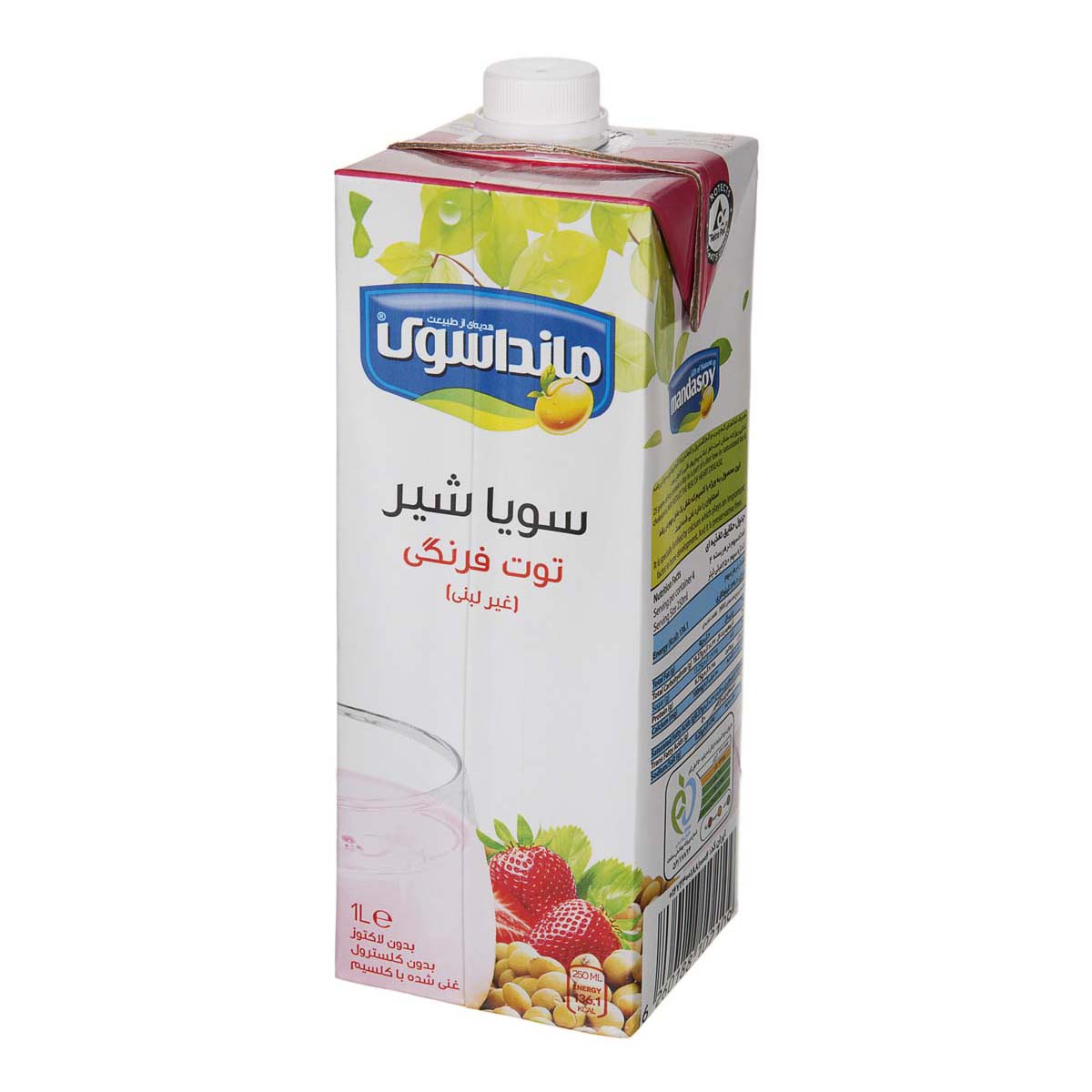 شیر سویا فرادما با طعم توت فرنگی 1000 میلیلیتری مانداسوی