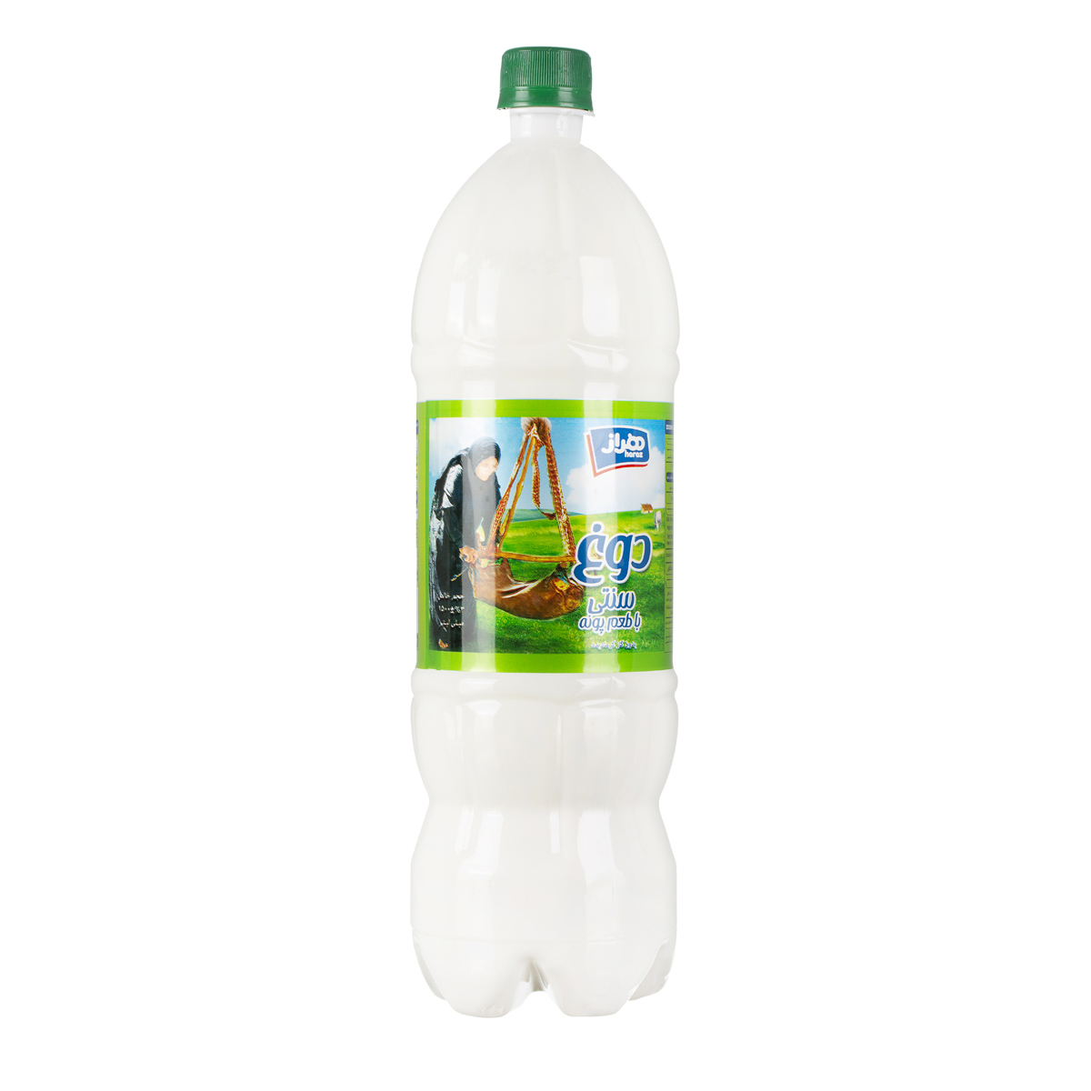 دوغ سنتی گرمادیده بدون گاز با طعم پونه 1.5 لیتری هراز
