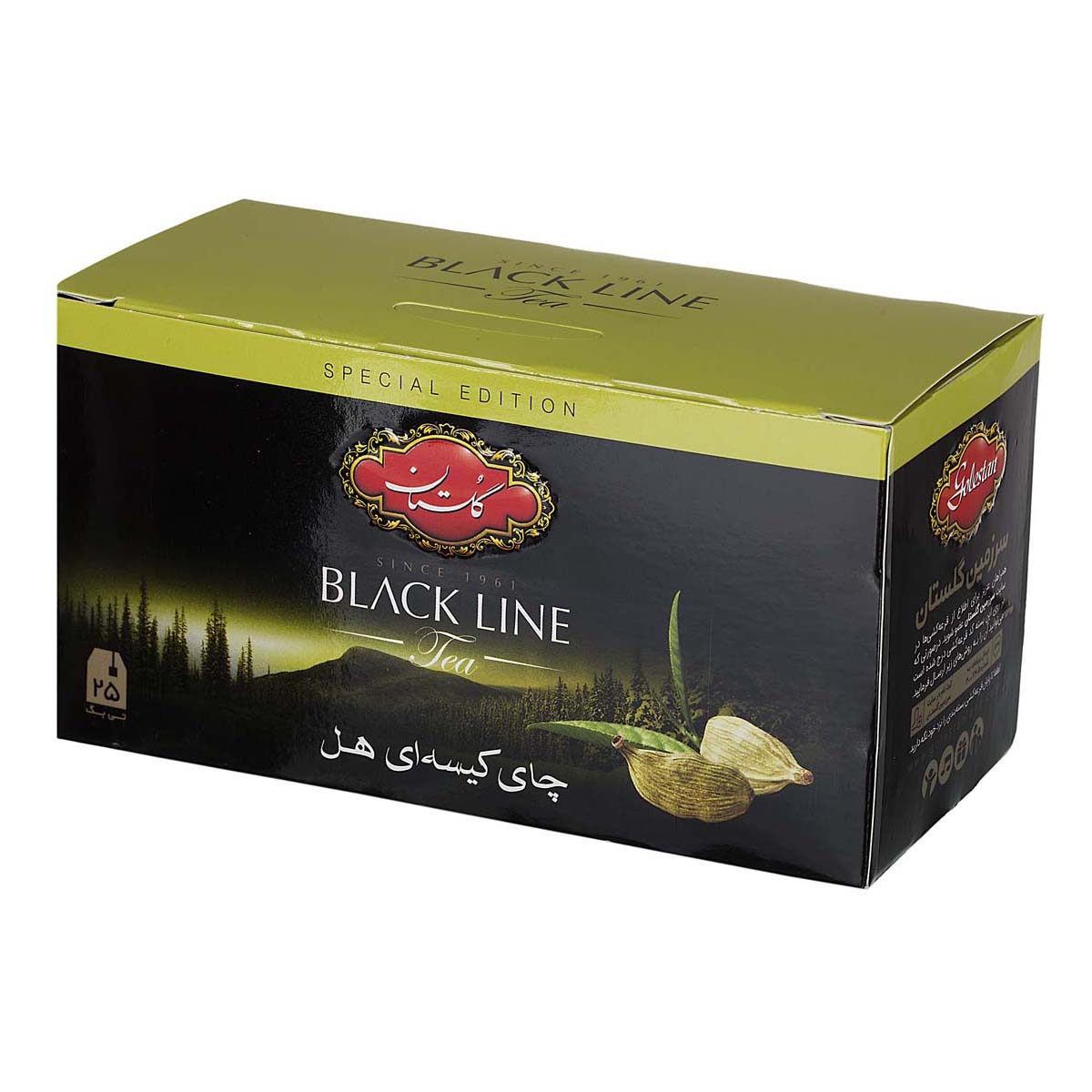 چای سیاه کیسه‌ای خارجه هل‌دار 25 عددی گلستان