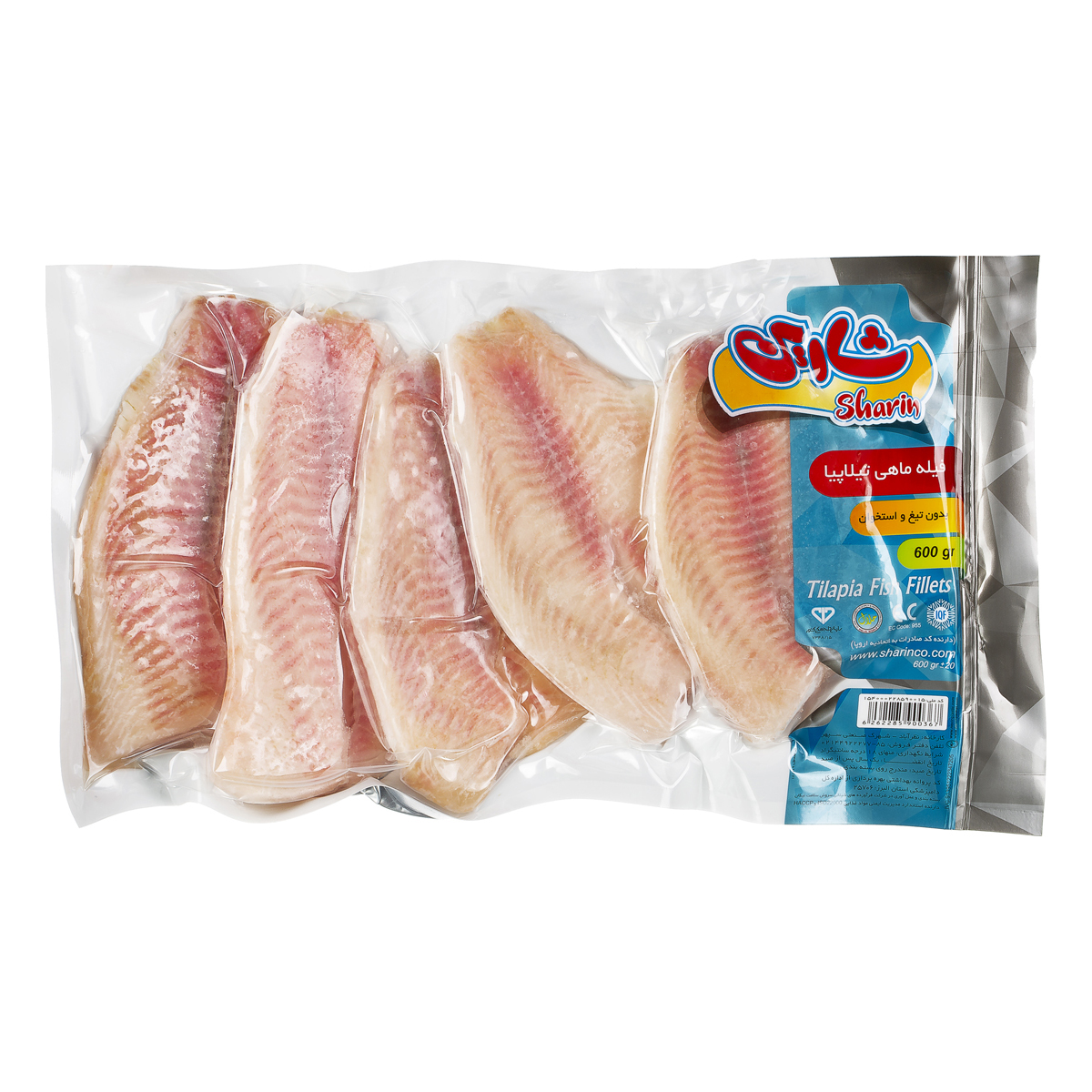 فیله ماهی تیلاپیا بدون تیغ و استخوان 600 گرمی شارین