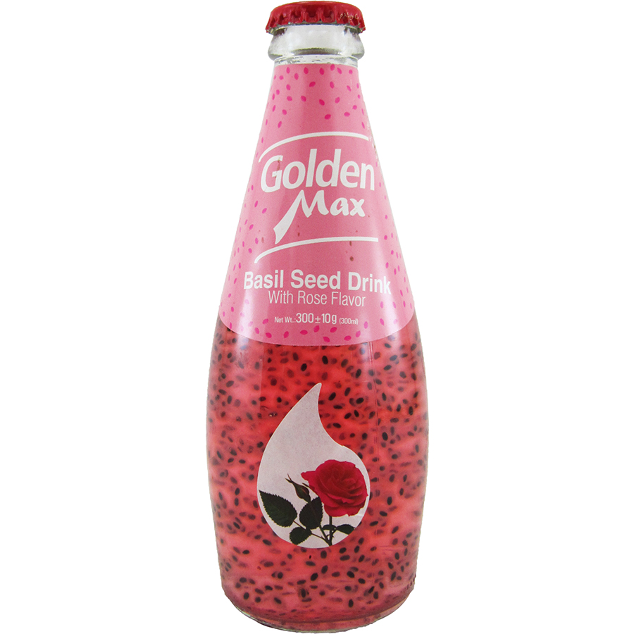 نوشیدنی تخم شربتی با طعم گل محمدی (بدون گاز) Golden Max گلدن مکس 300 میلی لیتری